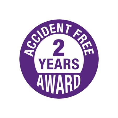 Accident Free 2 Years Award Hard Hat Decal